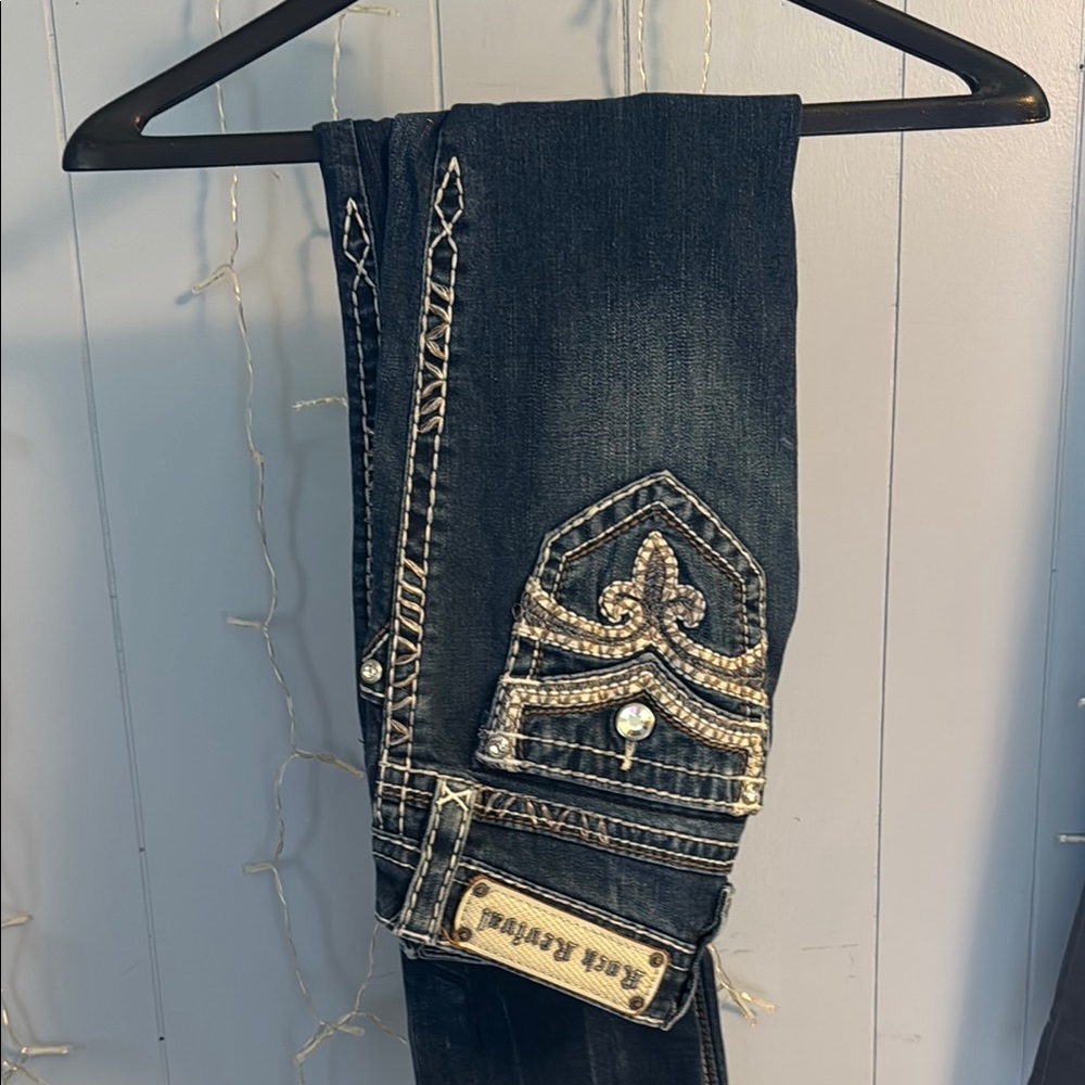 Rock Revival Dark Blue Embellished Jeans